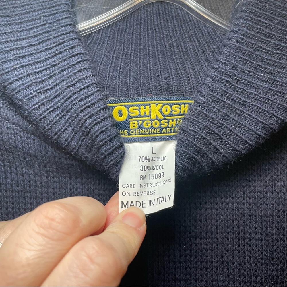 OshKosh B’Gosh Mock Neck Sweater Navy Embroidered Graphic Women Size Large - Picture 6 of 7